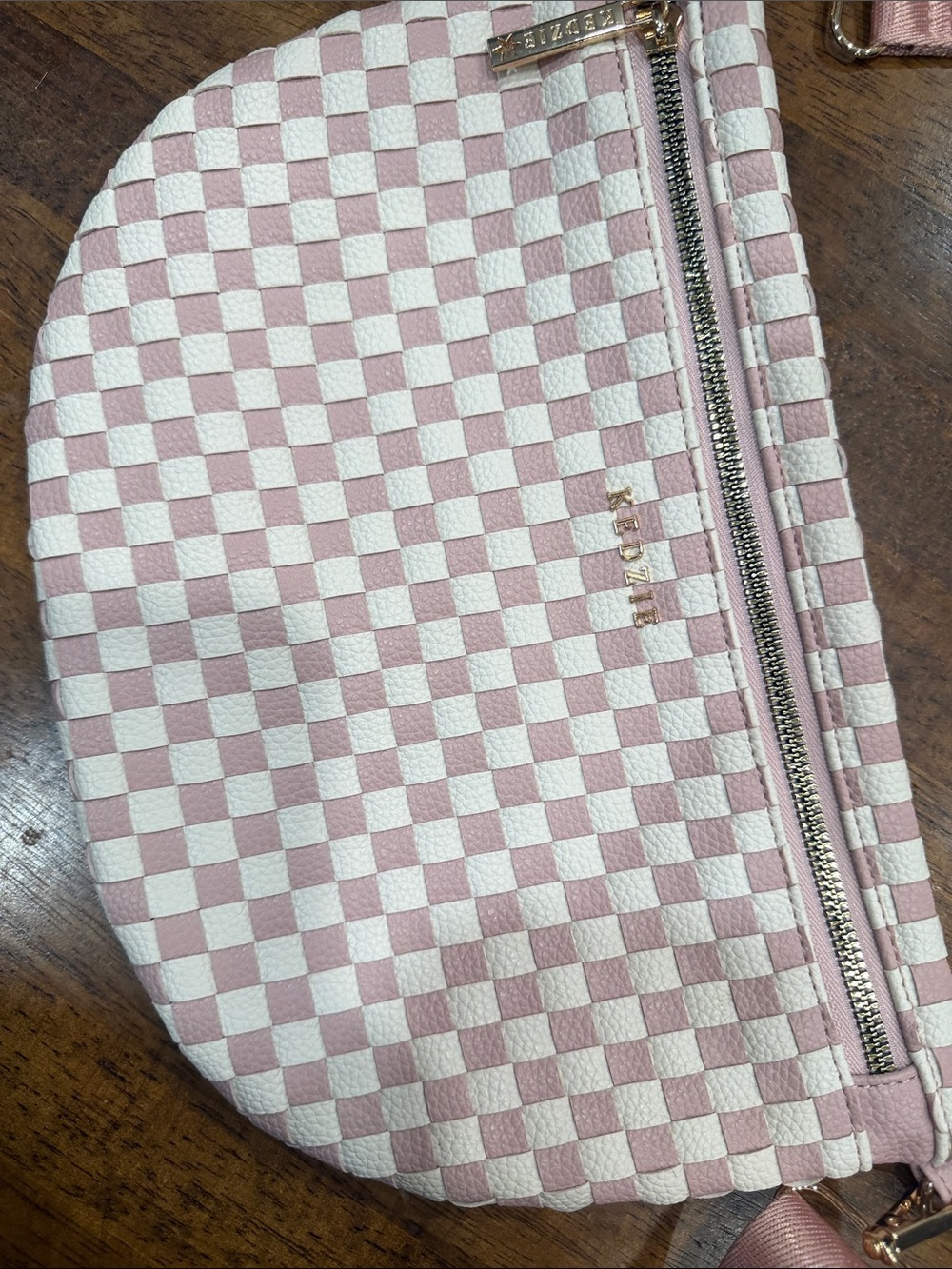 Nine West Pink & White Checker Crossbody Bag